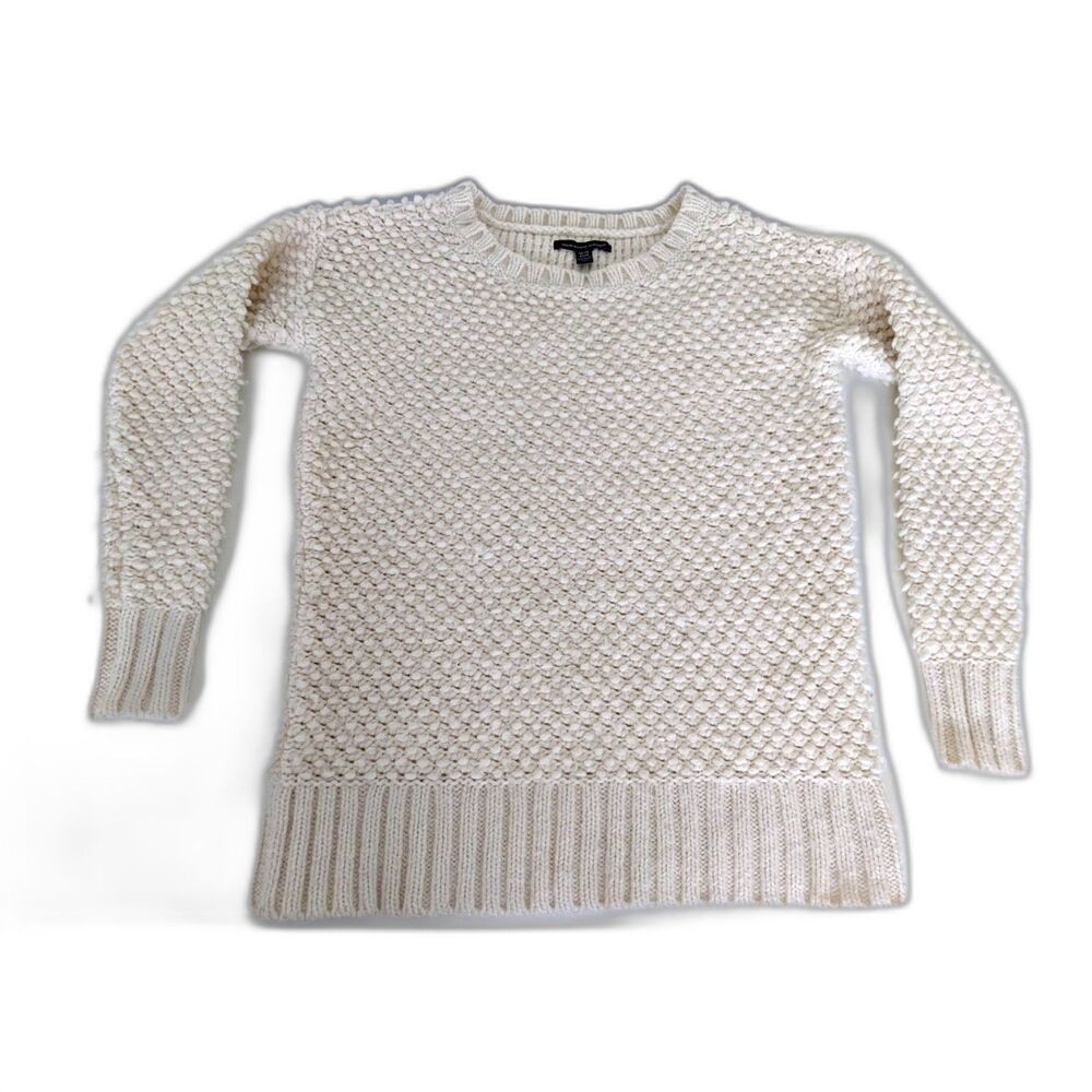 Women's American Eagle Outfitters Cream Wool Blend Popcorn Chunky Sweater XS - Picture 4 of 8